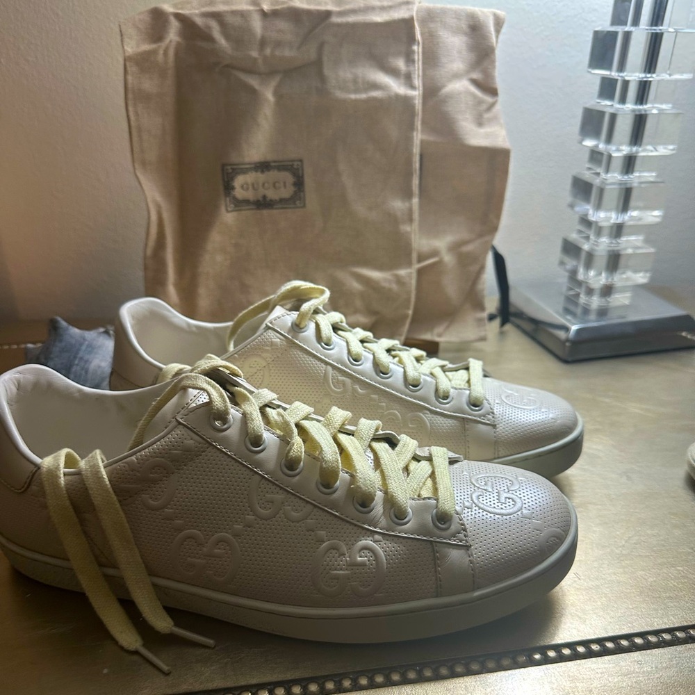 Gucci GG Off-White Embossed Sneakers